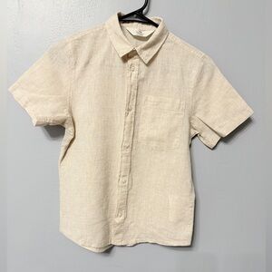 Girl H&M Oats/Cream color Linen/Cotton Blend Shirt